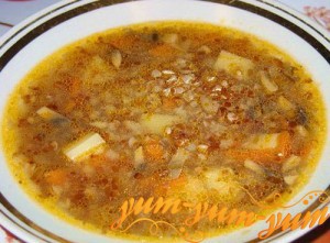 Суп гречневый с грибами и картофелем