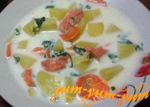 Рецепт молочного супа с лососем