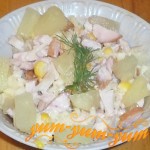 Как приготовить салат из ананаса копченой курицы и кукурузы